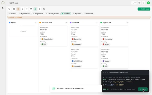Preview an API-triggered handoff — product demonstration