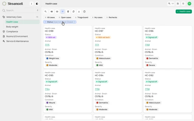 Browse cases as cards — product demonstration