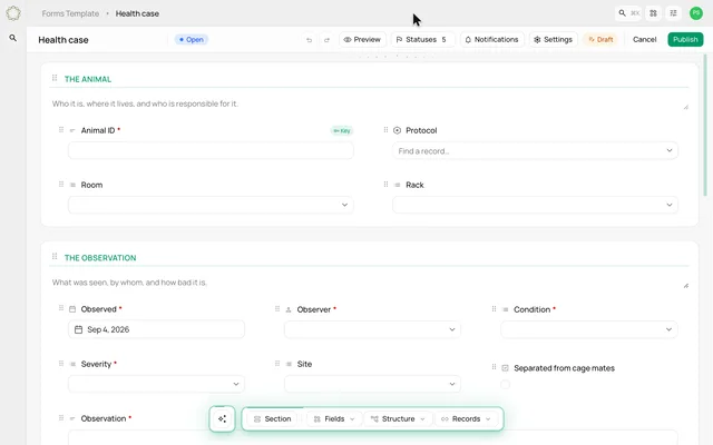 Draft a form from a description — product demonstration
