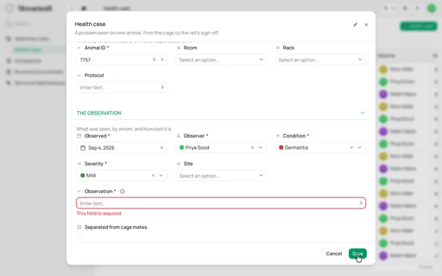 Guide an entry with help and required fields — product demonstration