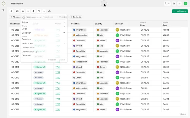 Bring linked animal details into a case list — product demonstration