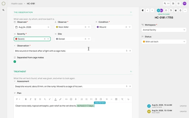 See colleagues working on the same case — product demonstration
