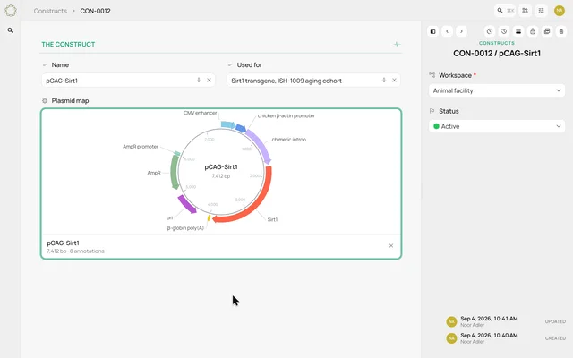 Keep a plasmid map with its record — product demonstration