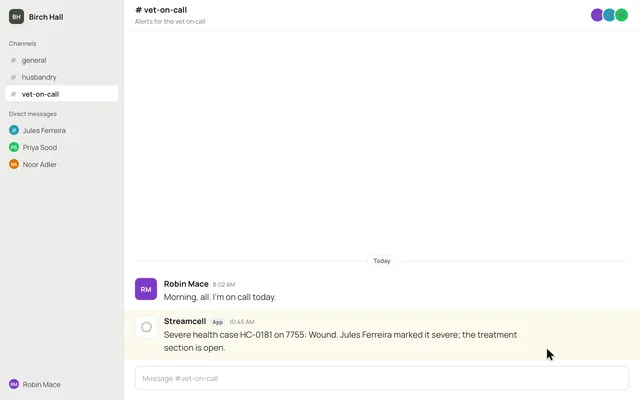 Send a case alert to a team chat — product demonstration