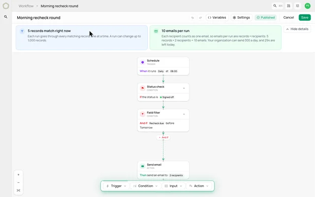 Schedule a workflow and review its impact — product demonstration