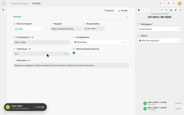 Close the loop on a service request — product demonstration